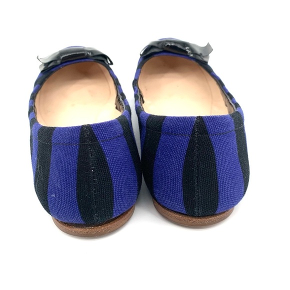 Prada Ballet Ballerina Blue & Black Stripe Bow Flats Size EU 38.5 - Picture 7 of 11